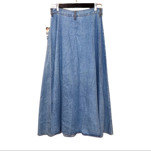 Vintage Planet-X Jeans Denim Button Front MIDI Skirt - Picture 2 of 7